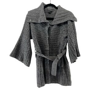Theory Gray Eleni Cashmere Wool Tie‎ Cardigan Size Medium Sweater